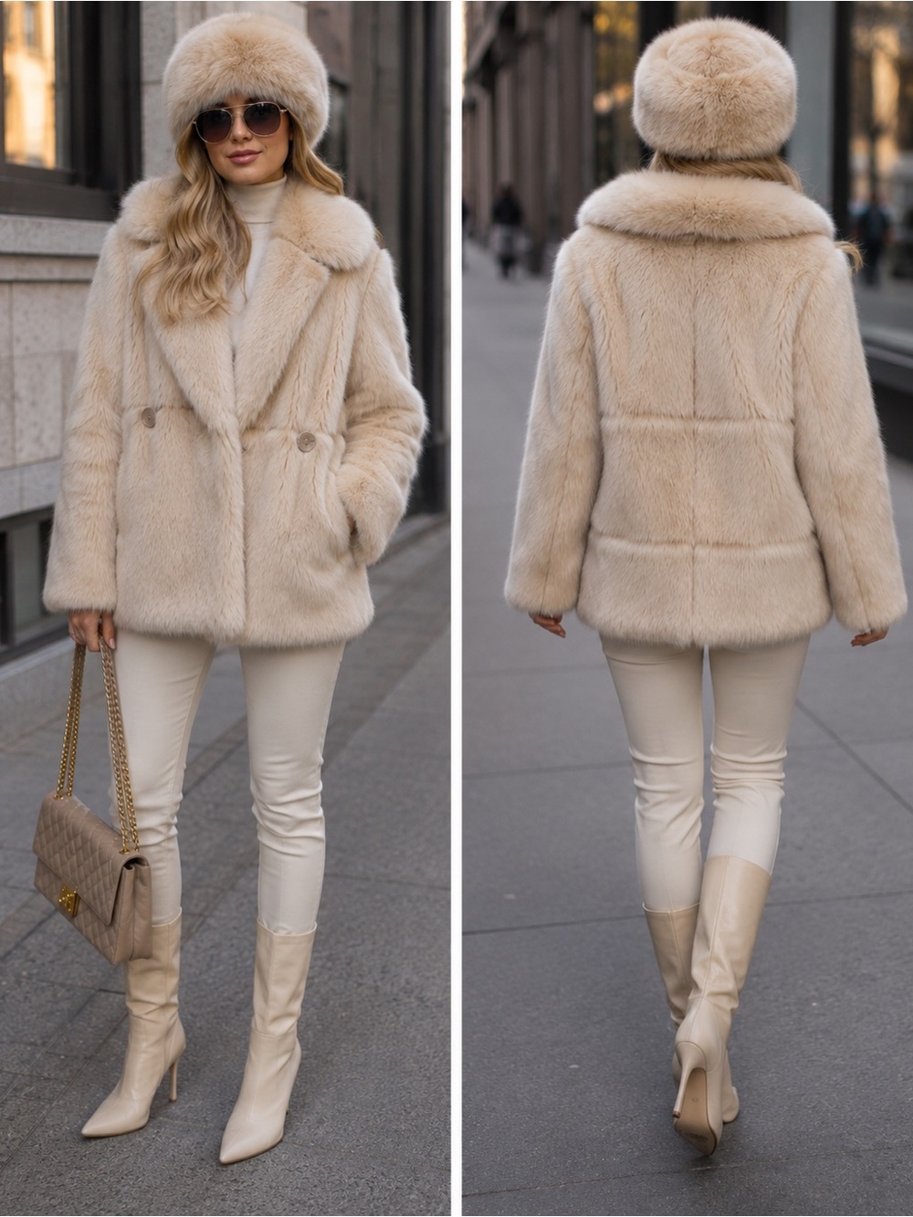 Vintage Blonde Berger Furs Fox Coat and Fox Hat 44
x 35 x 20